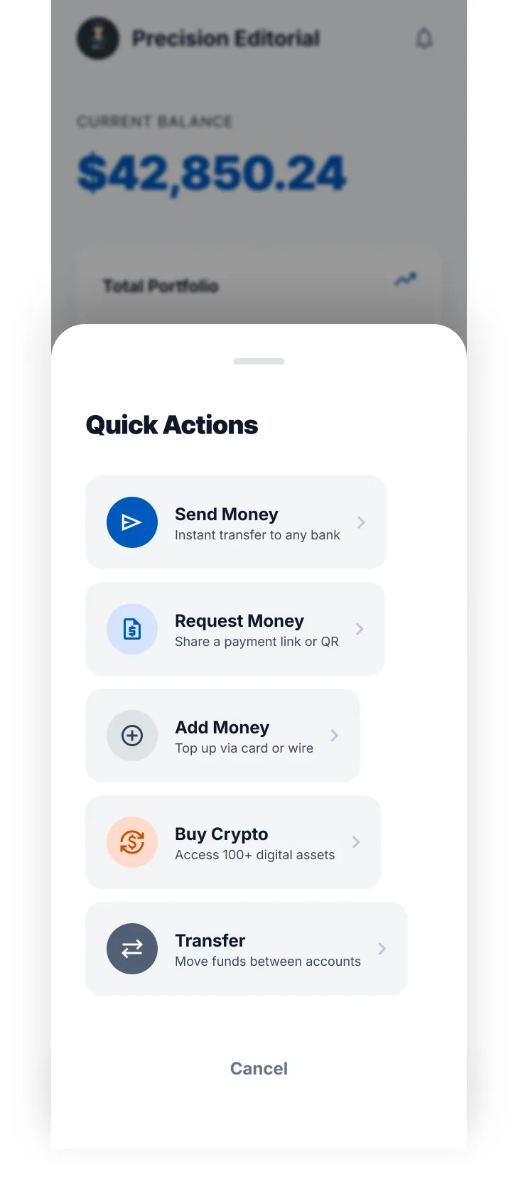 NEXORA portfolio and quick actions