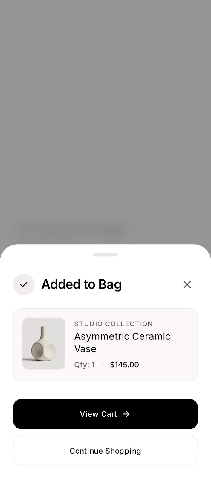 Nova Market — added to cart app screen