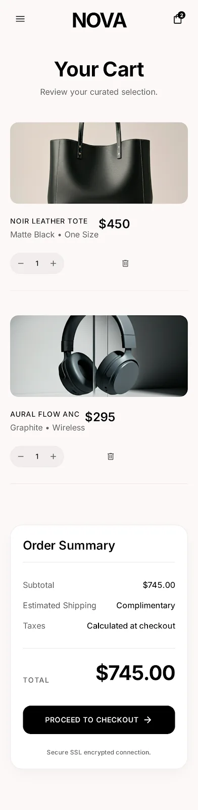 Nova Market — cart app screen