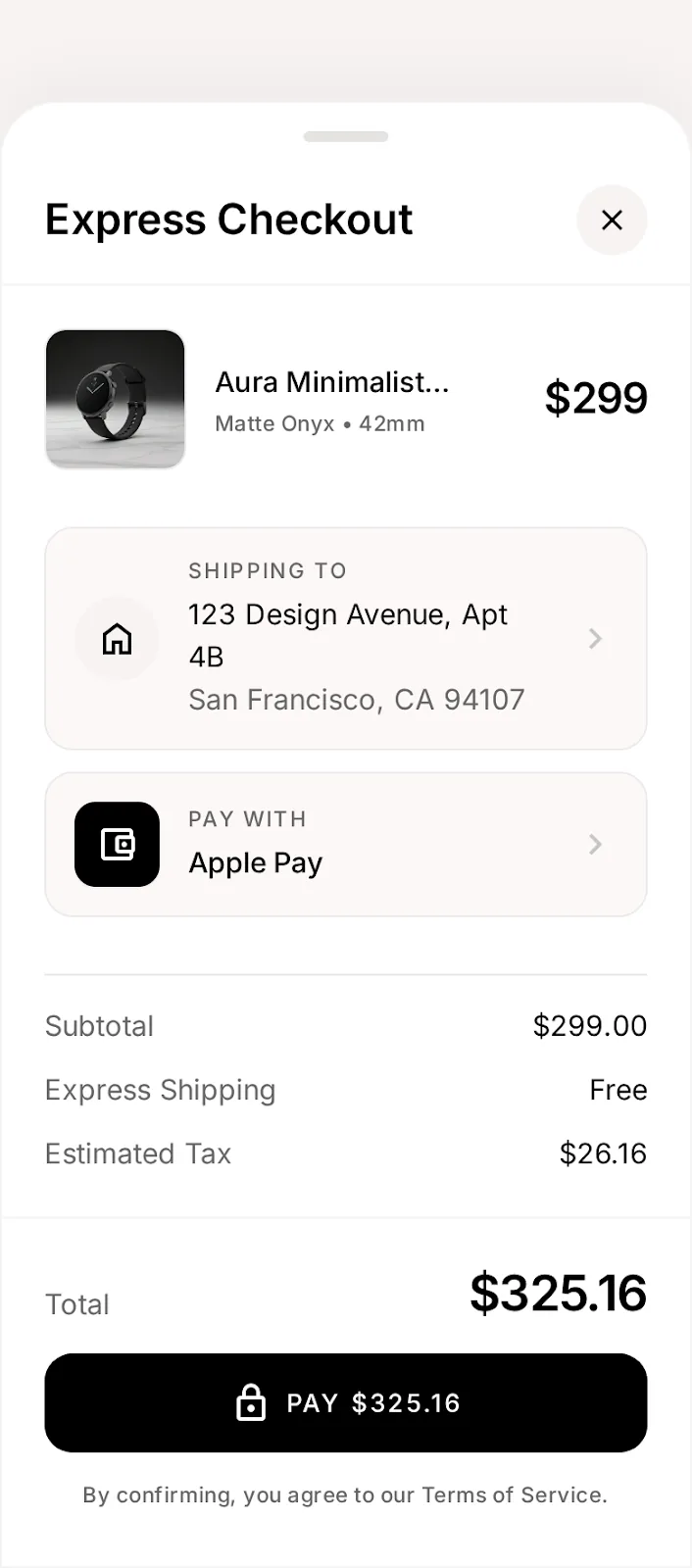 Nova Market — express checkout app screen
