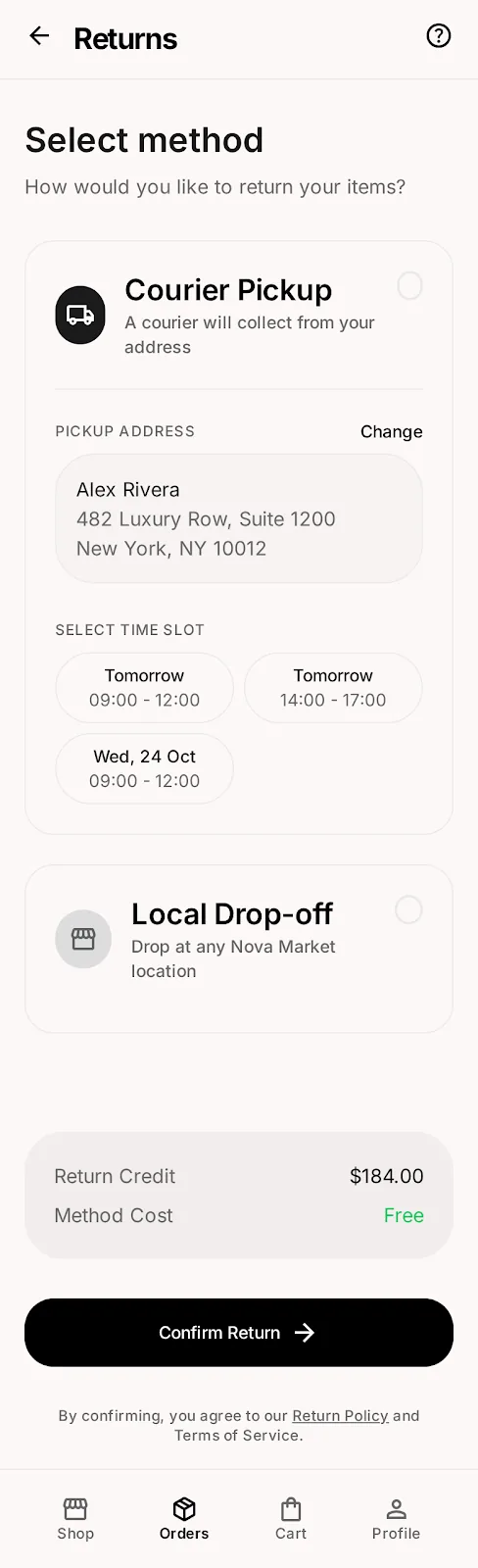 Nova Market — tracking app screen