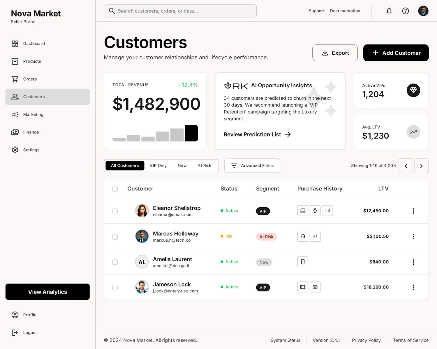 Nova Market — home web screen